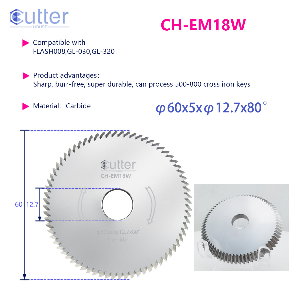 Silca Flash & Silca Mobile Cutter Blade (Carbide), Prismatic Milling Wheel