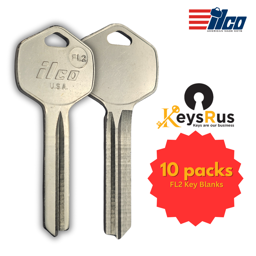 FL2 Key Blank – Furniture, Cabinet & Utility Lock Keyway – 10-Pack – ILCO