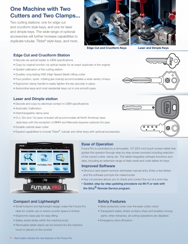 Ilco – Silca – Futura Pro One – Laser Key Cutter and Duplicator Edge-Cut (Electronic) Medico