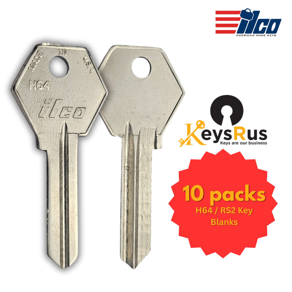H64 / RS2 Key Blank – Utility Lock Keyway – 10-Pack – ILCO