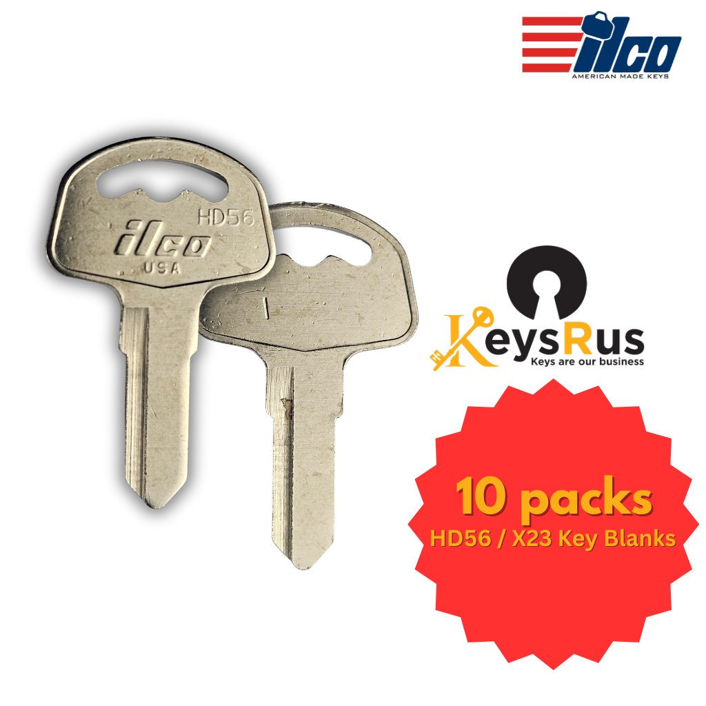 HD56 / X23 Key Blanks for Honda Motorcycles – 10 Pack | Genuine ILCO – Nickel Plated Brass