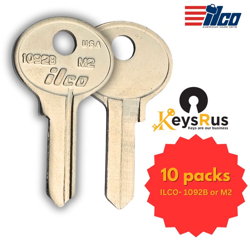 M2 / 1092B Key Blank – Master Lock Padlock Keyway – 10-Pack – ILCO