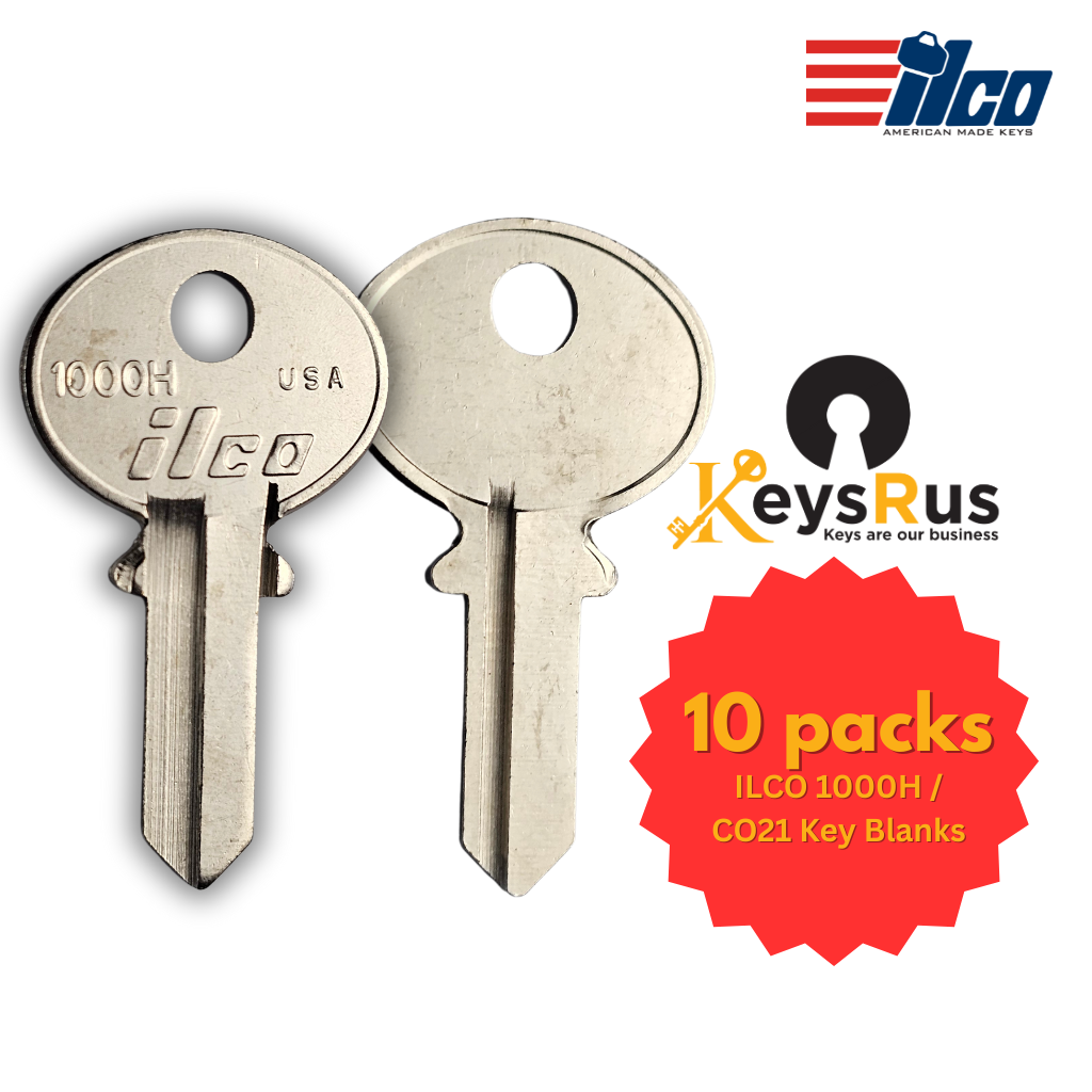 1000H / CO21 Key Blank – Corbin H Keyway – BR – 10-Pack – ILCO