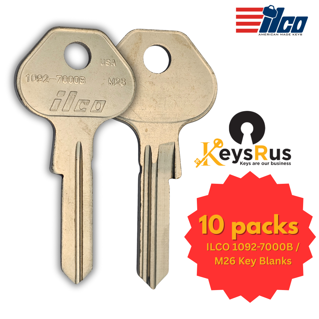 M26 / 1092-7000B Key Blank – Master Lock Padlock Keyway – 10-Pack – ILCO