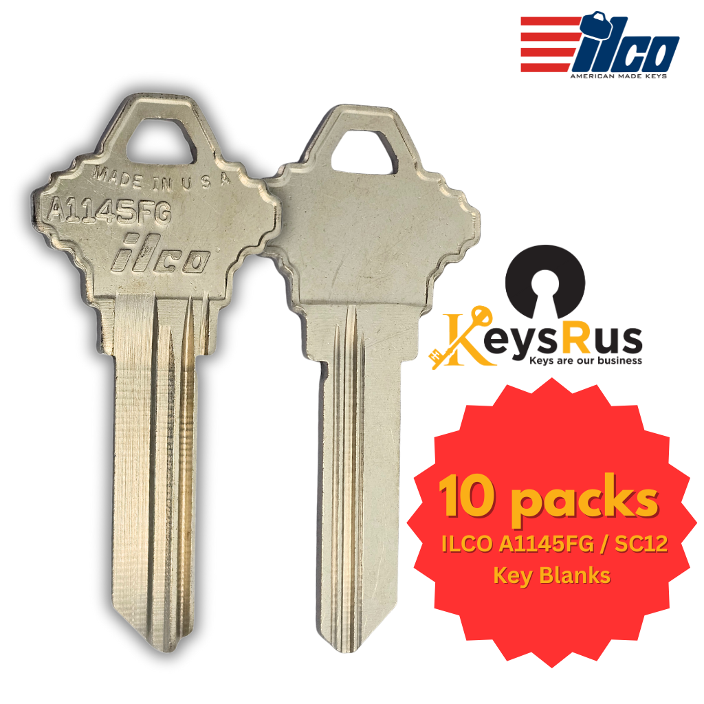 A1145FG / SC1 Key Blank – 5-Pin Schlage Keyway – BR – 10-Pack – ILCO