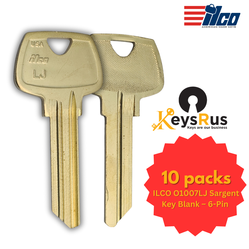 O1007LJ Key Blank – 6-Pin Sargent LJ Keyway – Nickel Silver – 10-Pack – ILCO