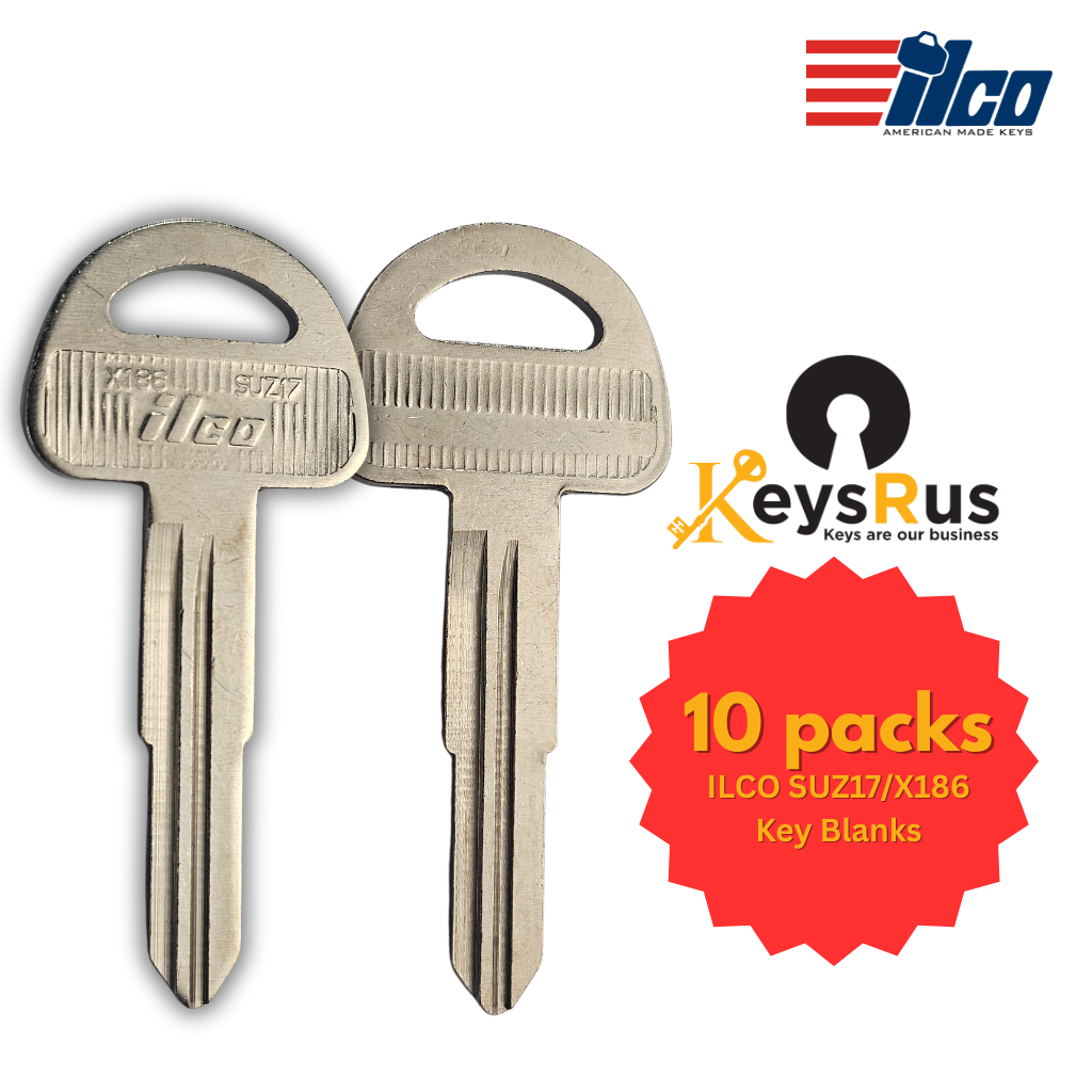 Ilco SUZ17 / X186 Key Blanks – 10 Pack for Suzuki Vehicles | Nickel‑Plated Brass (Uncut)