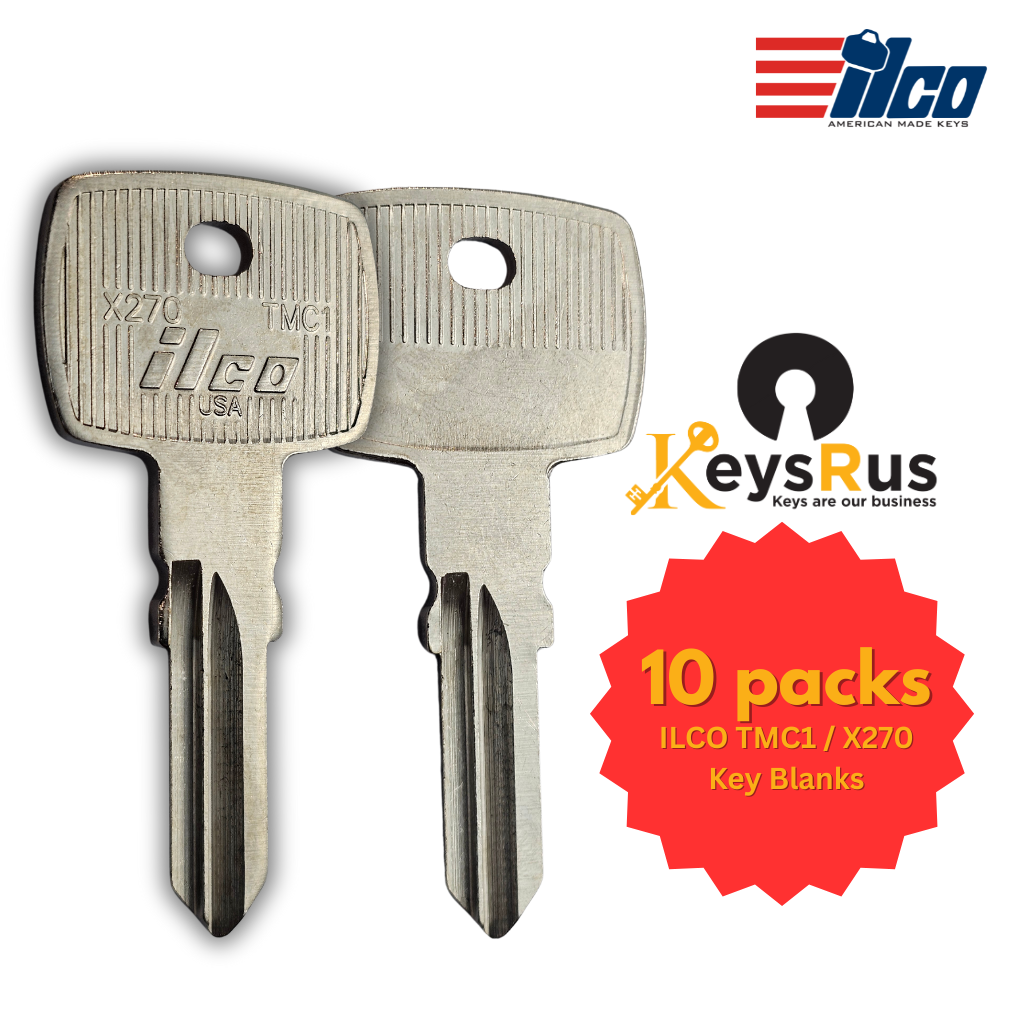 Ilco TMC1 / X270 Key Blanks – 10 Pack for Triumph, Aprilia, KTM & More | Nickel‑Plated Brass (Uncut)