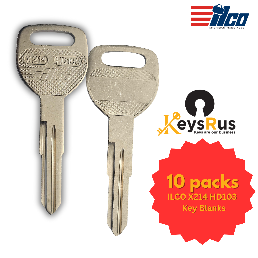 ILCO X214 HD103 Honda Acura Auto Metal Key Blank – Genuine Nickel-Plated Brass Service Key 10Pack