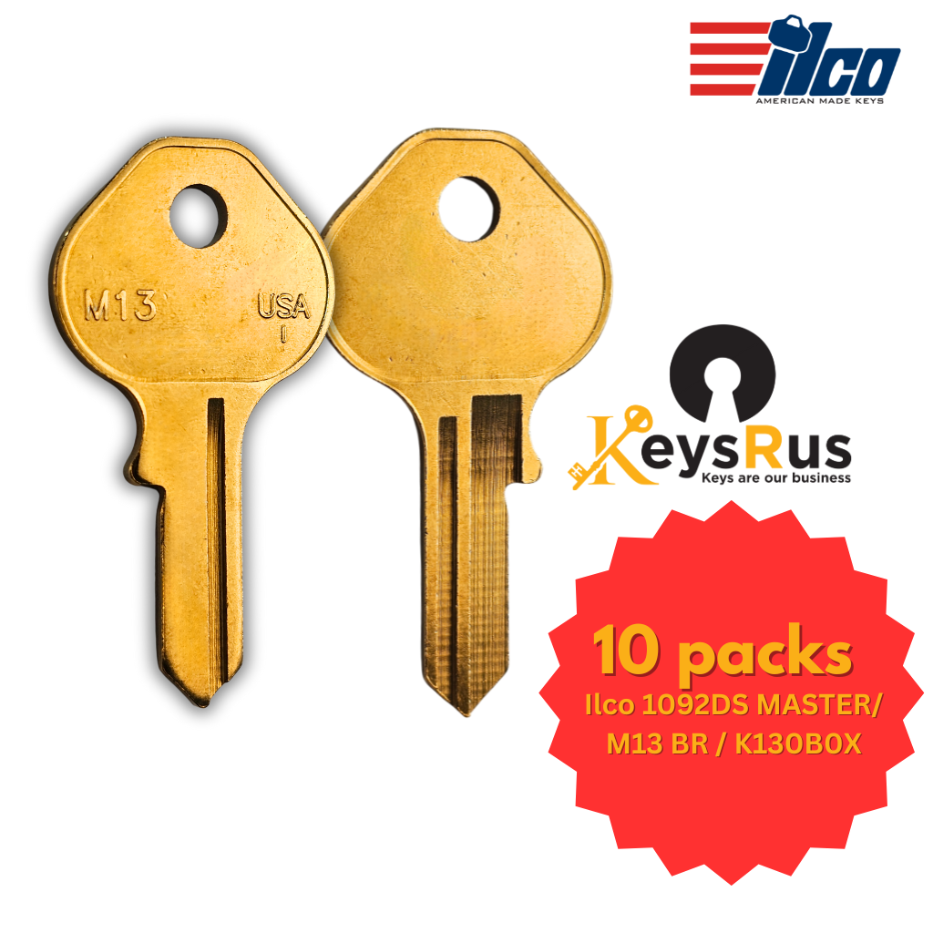 M13 / 1092DS Key Blank – Master Lock Padlock Keyway – BR – 10-Pack – ILCO