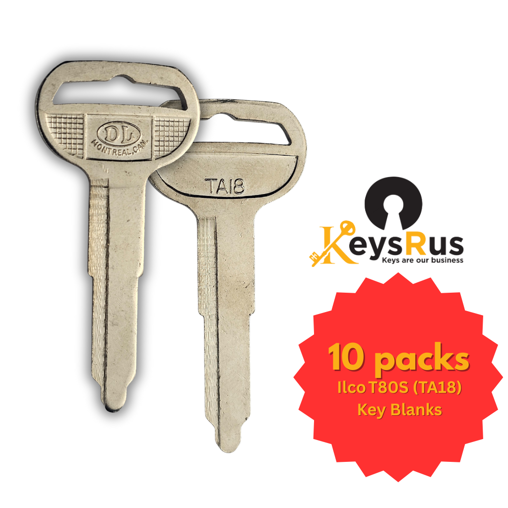 Ilco T80S (TA18) Key Blank – T61D Toyota & Recreational Vehicles | Uncut Nickel‑Plated Brass | 10 pack