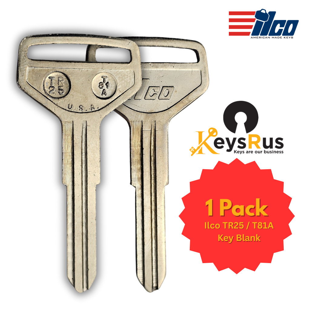 Ilco TR25 / T81A Key Blank – Toyota Corolla, Cressida & Van (1969–1990) | Uncut Nickel‑Plated Brass