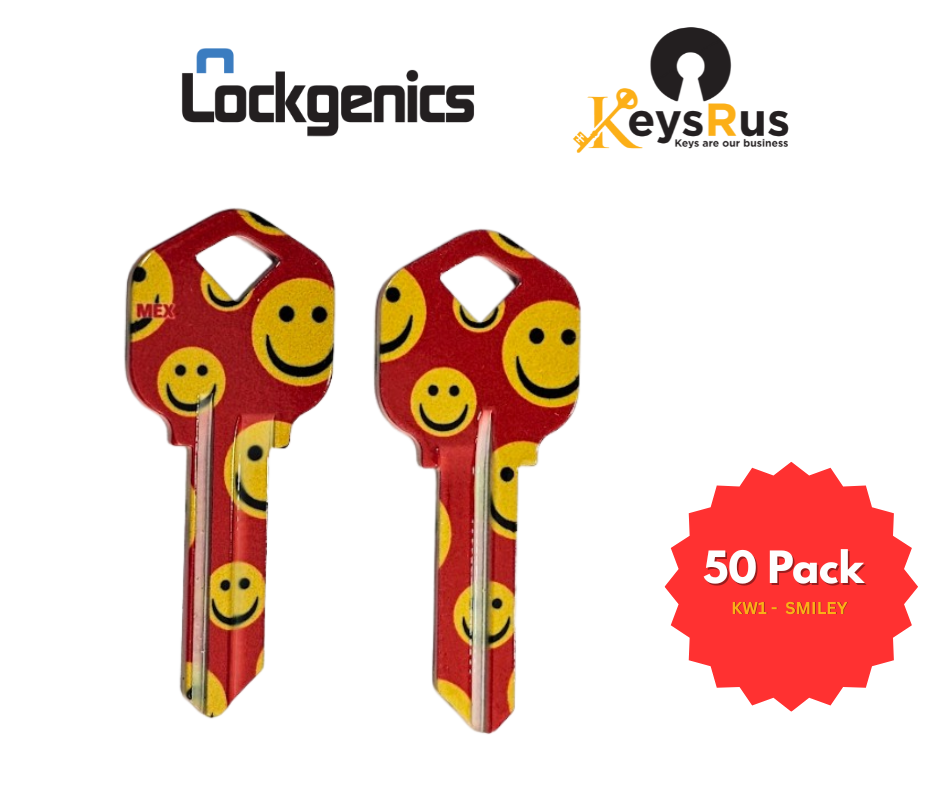 LockGenics KW1 Decorative Key Blank – Smiley-Face – 50-Pack