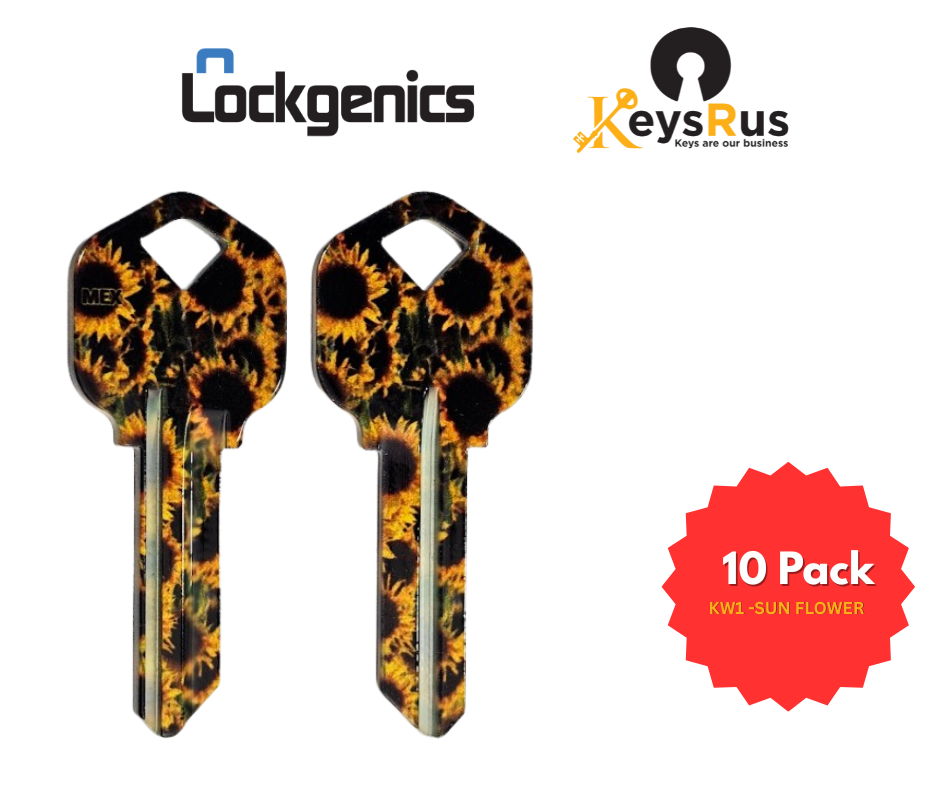 LockGenics KW1 Decorative Key Blank – Sunflower – 10-Pack