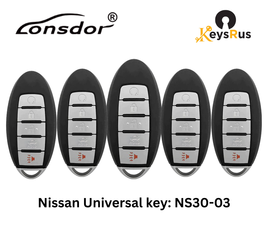 LONSDOR Nissan Style 5-Button Universal Smart Key – NS30-03 ID46+ID47+ID4A – Adjustable Frequency
