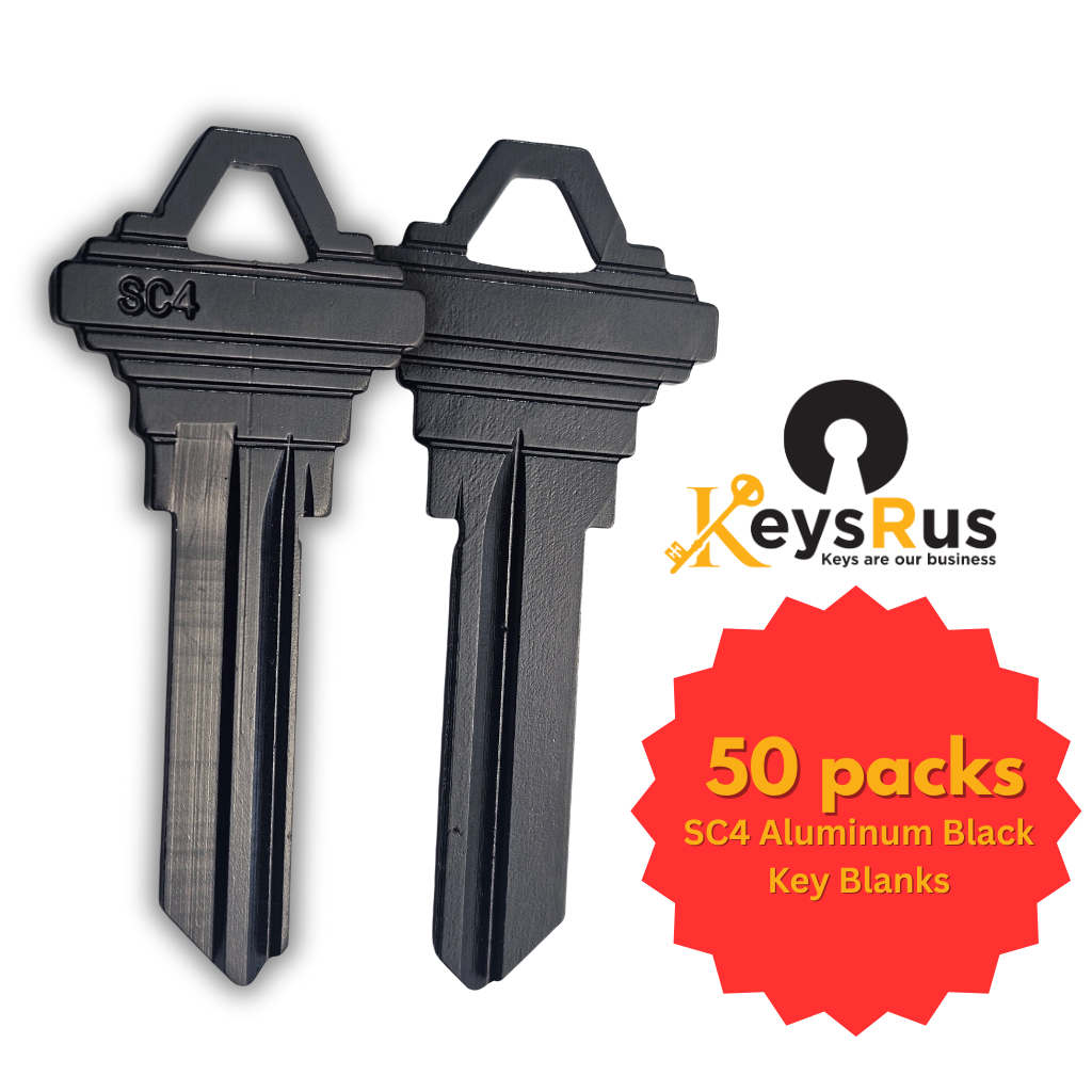 SC4 Key Blank – 6-Pin Schlage SC4 Keyway – Black Aluminum – 50-Pack – LockGenics
