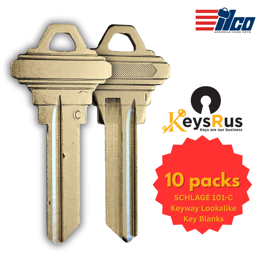 SCHLAGE 101-C Keyway Lookalike Key Blanks – 10 Pack | 6-Pin Compatible with C long Keyway | Durable Nickel-Plated Brass