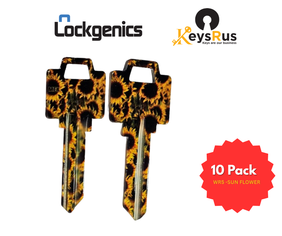 LockGenics WR5 Decorative Key Blank – Sunflower – 10-Pack
