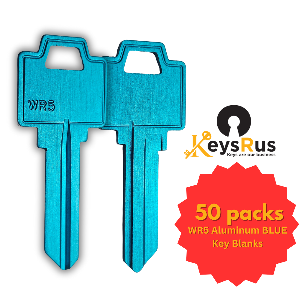 WR5 Key Blank – Weiser WR5 Keyway – Blue Aluminum – 50-Pack