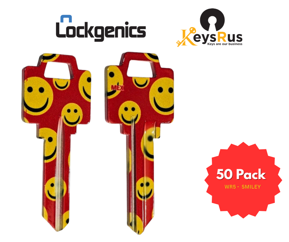LockGenics WR5 Decorative Key Blank – Smiley-Face – 50-Pack