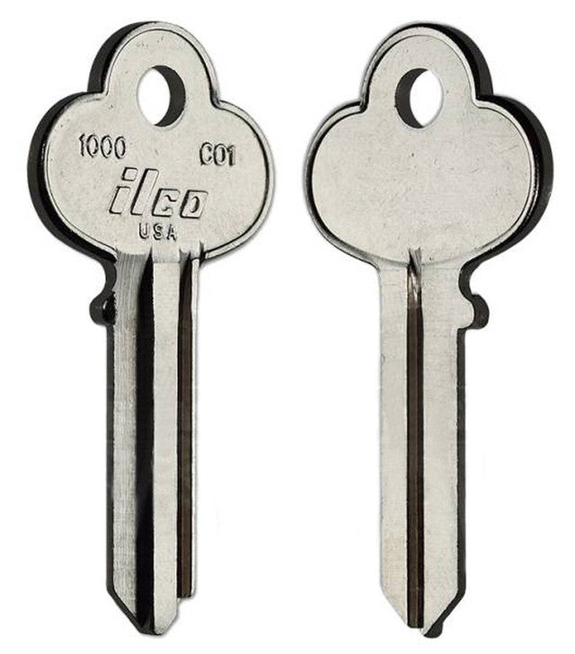 ILCO 1000 / CO1 Key Blanks – 10 Pack | 5-Pin Nickel-Plated Brass | Compatible with Corbin, Action, AMF, LaBelle, LL, Shur-Lock & More