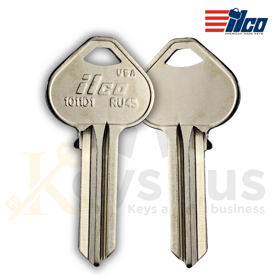 ILCO RU45 / 1011D1 Key Blank, 5 Pin, Brass, D1 Section, 10 Pack