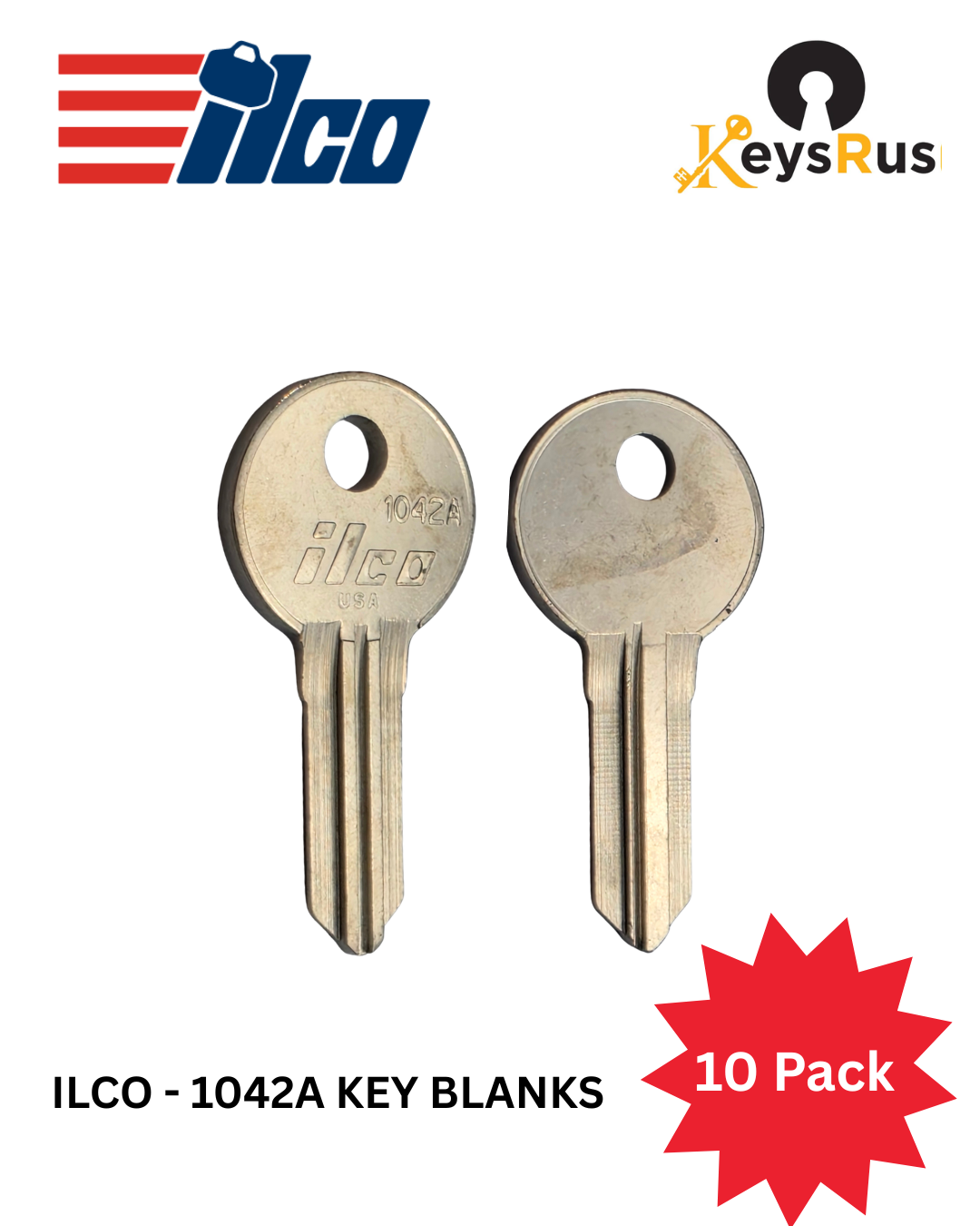 1042A Key Blanks for Residential &amp; Commercial Keys – 10-Pack (ILCO)