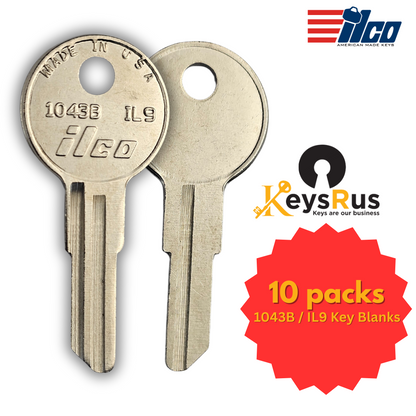 1043B / IL9 Key Blanks for Residential & Commercial Keys - 10/Pack - ILCO Quality Replacement Keys