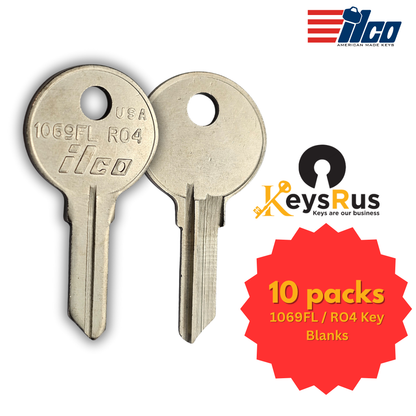 1069FL / RO4 Key Blank for Freezer Locks and Cabinets – 10/Pack