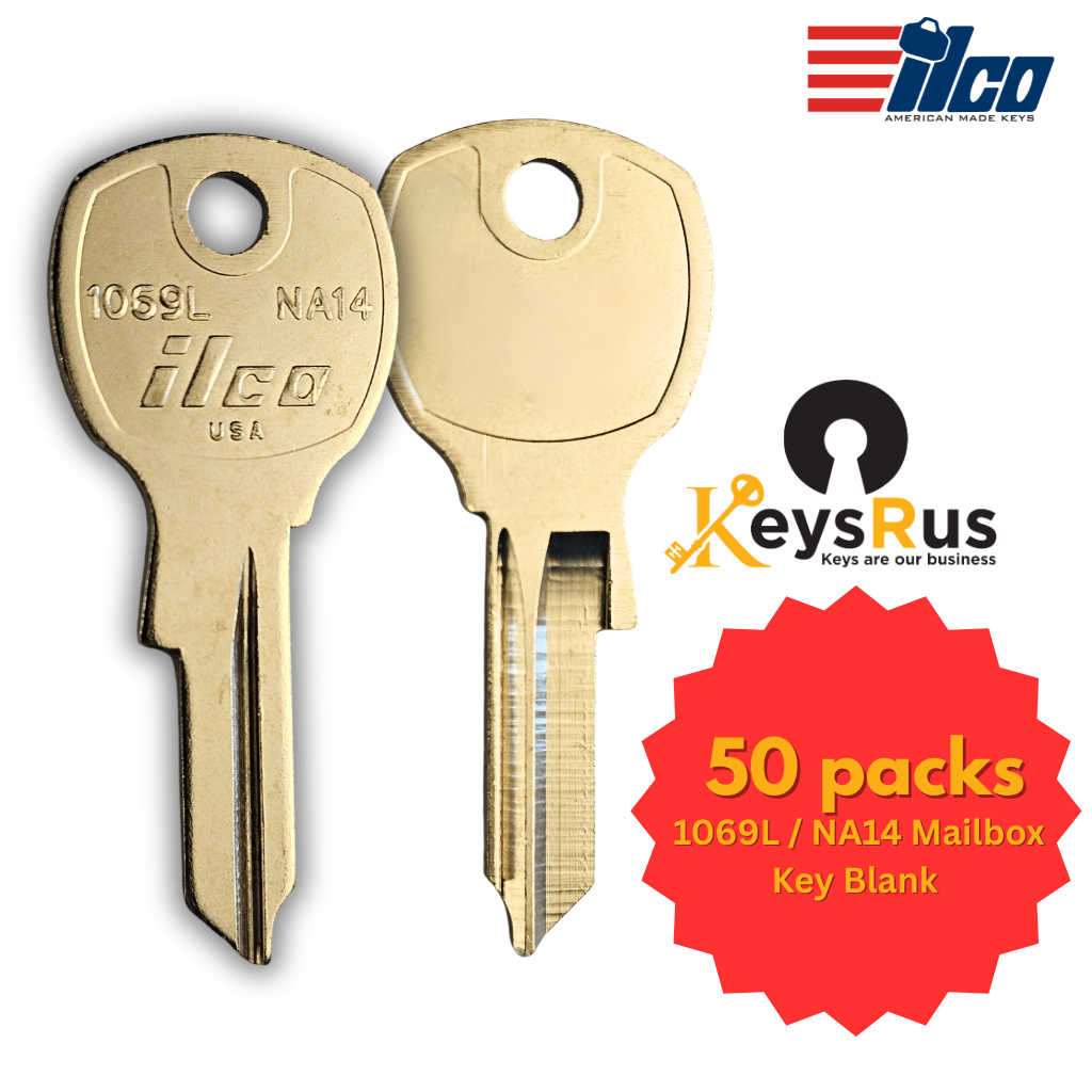 1069L / NA14 Mailbox Key Blank – 50-Pack – High-Quality Replacement Keys for Mailboxes
