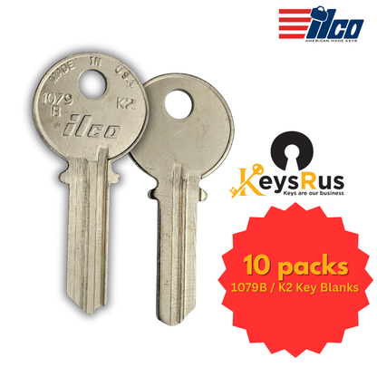 1079B / K2 Key Blanks – 10/Pack ILCO | Durable Key Blanks for Locksmiths