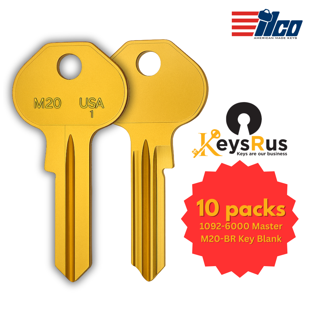 1092-6000 Master M20-BR Key Blank – 10-Pack for High-Security Locks – Padlock Key blank