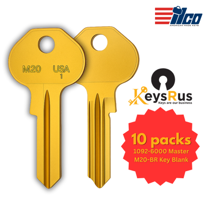 1092-6000 Master M20-BR Key Blank – 10-Pack for High-Security Locks – Padlock Key blank