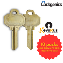 1510 Baldwin / SC1 Big Head Key Blanks – 10-Pack | LOCKGENICS Brass 5-Pin Key Blanks for Residential Locks (SC1 Keyway)