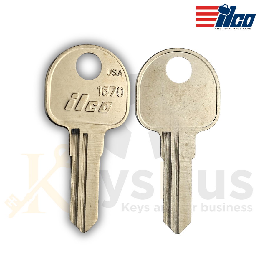 1670 Key Blanks, 10 Pack, ILCO, Furniture Key Blanks for Hafele & Huwil Cabinet and Desk Locks