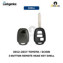 2012-2017 Toyota Scion / 3-Button Remote Head Key SHELL / TR47 / MOZB52TH, GQ4-52T, HYQ12BDM (AFTERMARKET)