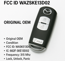 2012–2020 Mazda 3-Button Smart Key Remote – FCC ID: WAZSKE13D02 / OEM Part Number KDY3-67-5DY – 315 MHz