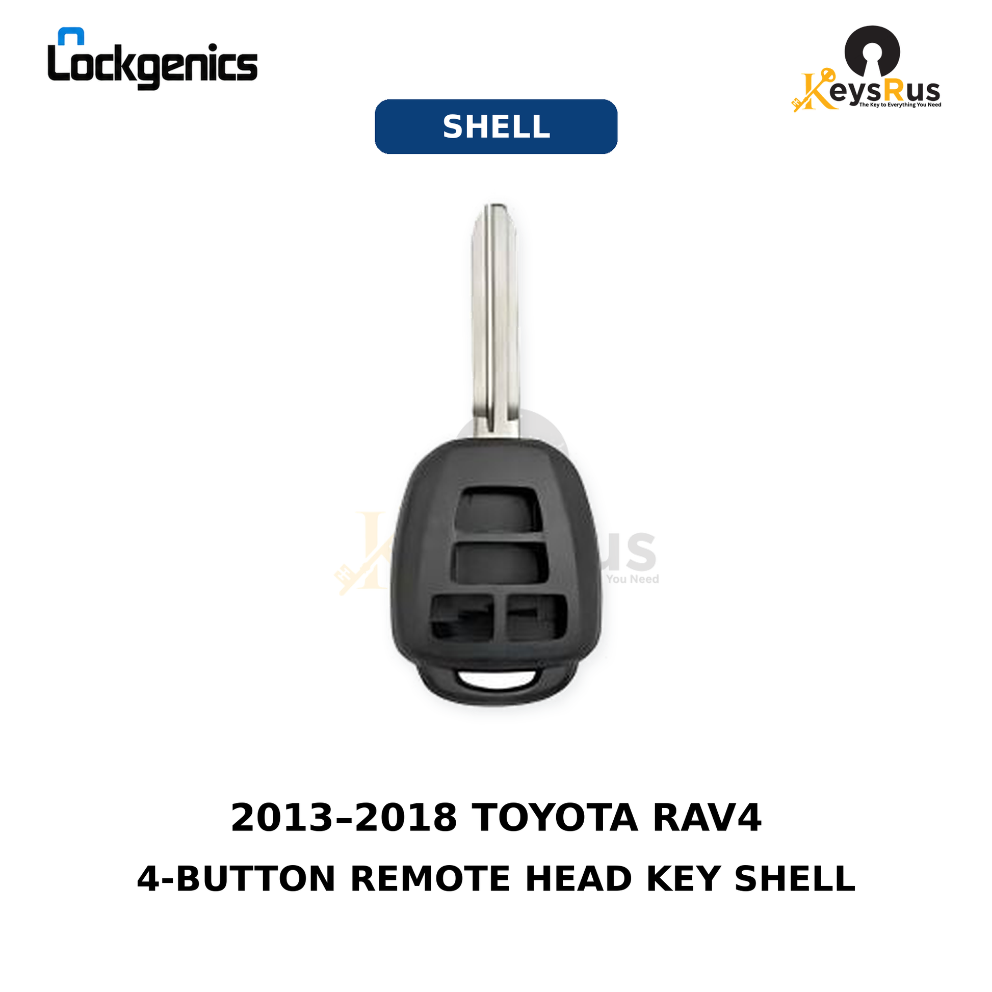 2013-2018 Toyota RAV4 / 4-Button Remote Head Key SHELL / (AFTERMARKET), For FCC ID: HYQ12BDM / HYQ12BEL