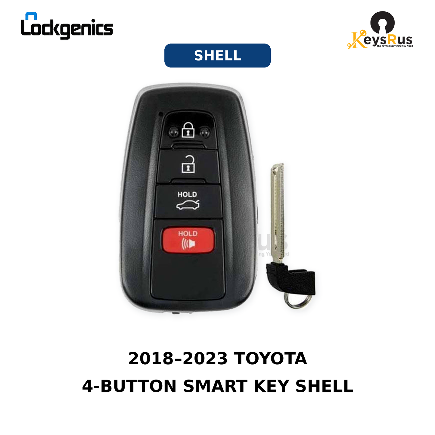 2018, 2023 Toyota 4-Button Smart Key Shell with Trunk & Emergency Blade, Replaces FCC IDs: HYQ14FBE / HYQ14FBC / HYQ14AHP / HYQ14FBN, Compatible with Lonsdor