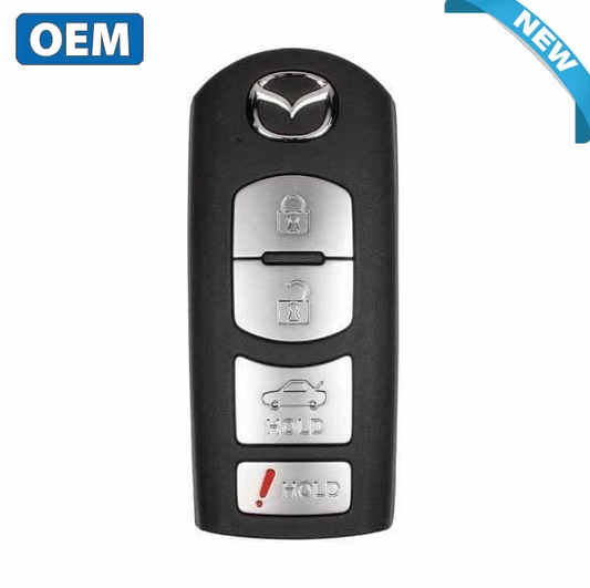 2018–2019 Mazda 4-Button OEM Smart Key Remote – FCC ID: WAZSKE13D02 / PN: GJY9-67-5DY – Includes Emergency Key