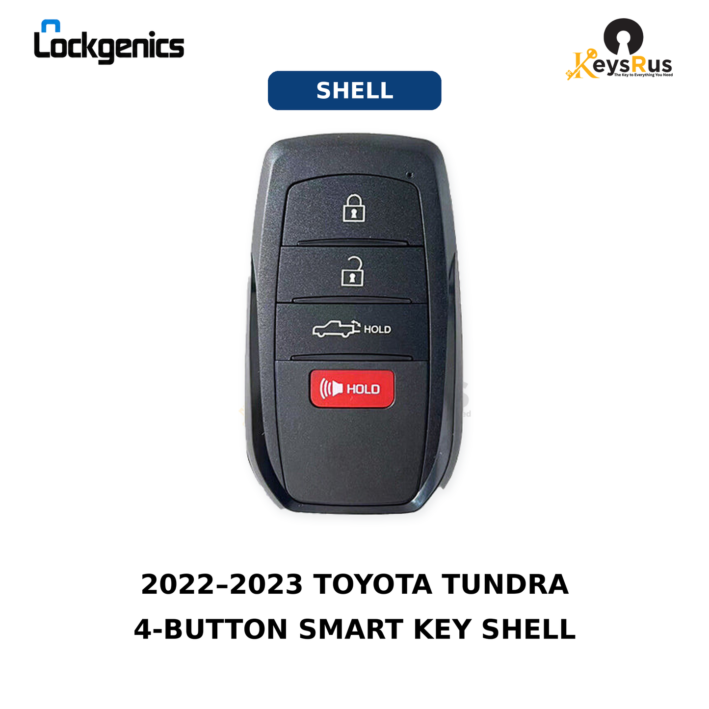 2022, 2023 Toyota Tundra 4-Button Smart Key Shell with Tailgate & Emergency Blade, For FCC ID: HYQ14FBX, Compatible with Lonsdor LT20-10-4