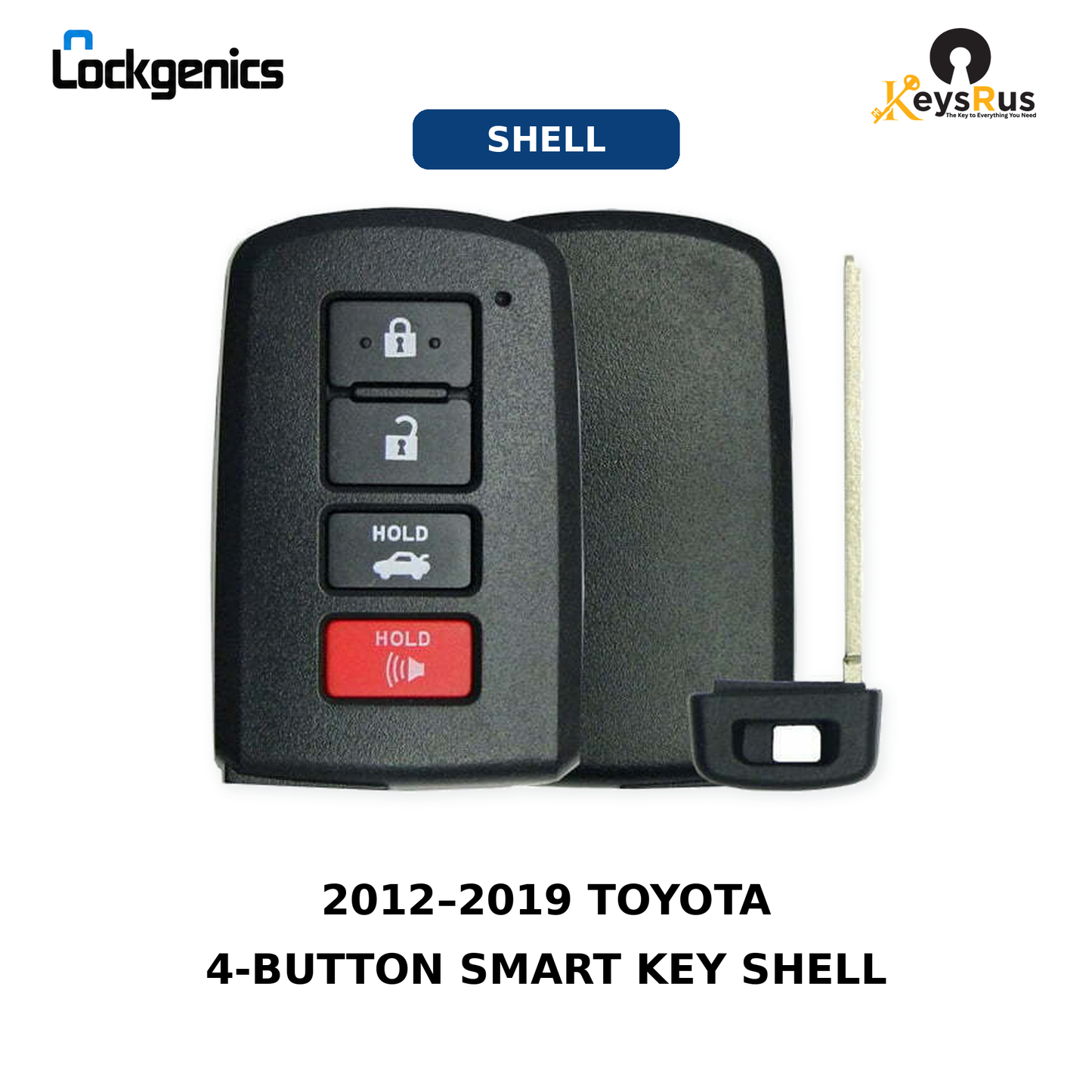 4-Button Smart Key Shell, Toyota (2012, 2019), FCC: HYQ14FBA, With TOY51 Emergency Key, Compatible with Lonsdor LT20-01