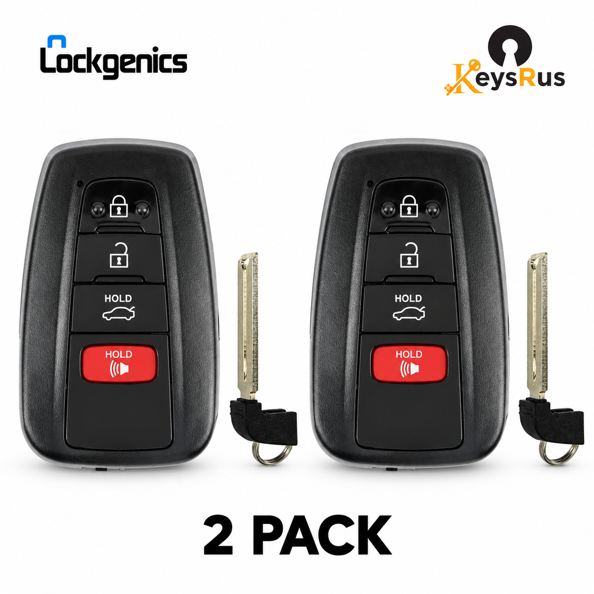 LockGenics 2018–2023 Toyota Camry HYQ14FBC 0351 smart key — 2 pack with emergency blades