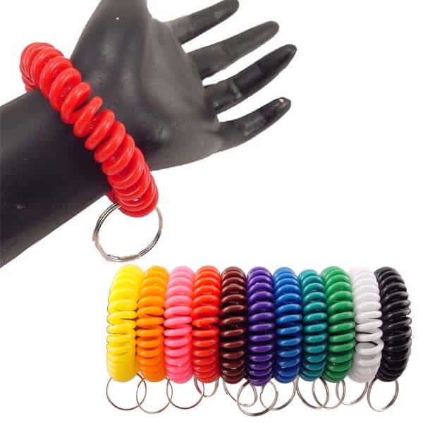 Wrist Coil Key Chain | Stretchable Coil Keychain with Split Ring – 24 Coils per Display Card