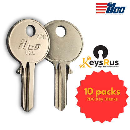 7DC Key Blanks for Autoquip, Citroen, Kubota, Snorkel, Terex & More – 10-Pack