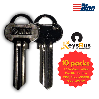 ASSA-Compatible Key Blanks: Ilco AS53, Silca ASS29R, Orion A29GM – 10-Pack