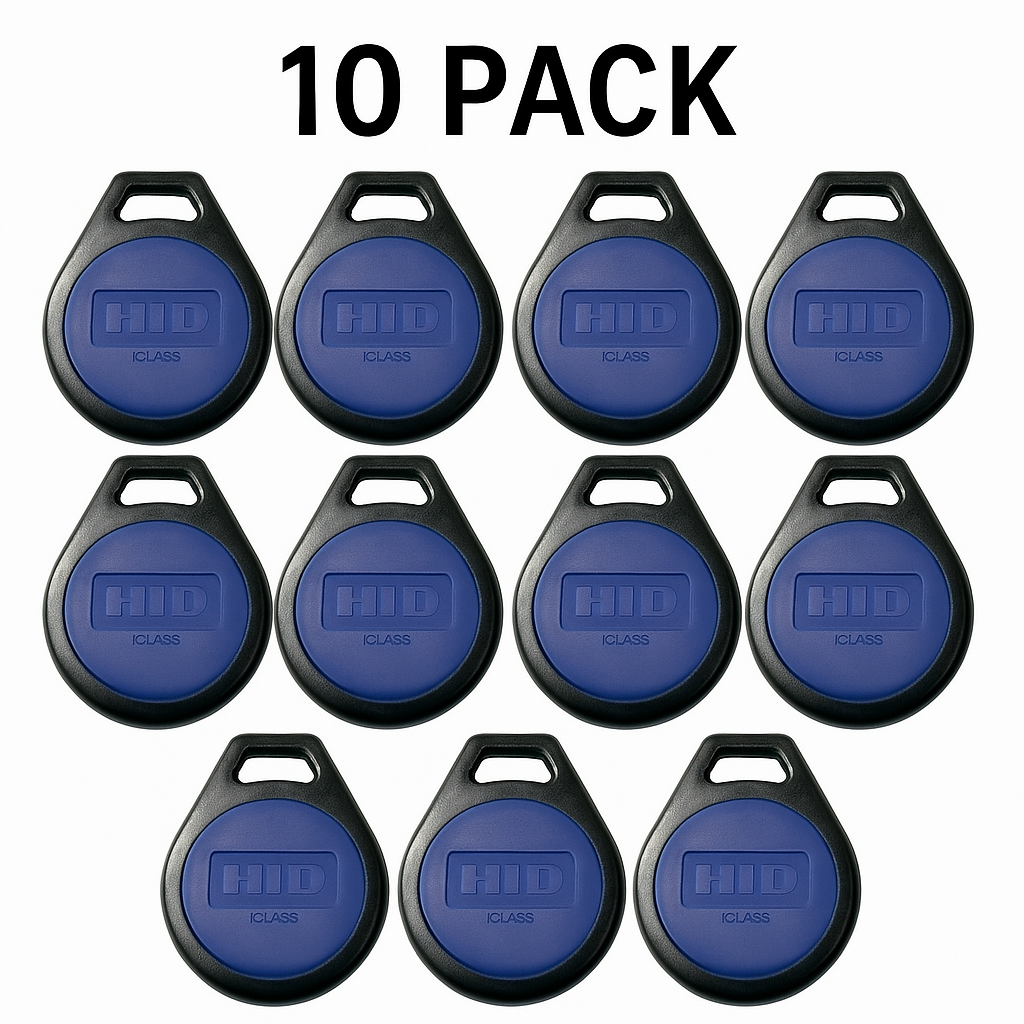 HID iCLASS SE 13.56MHz 2K Blue Key Fob – Blank Credential | 10 Pack | High-Security RFID Access