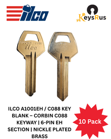 ILCO A1001EH / C088 Key Blank – Corbin C088 Keyway | 6-Pin EH Section | Nickle Plated Brass
