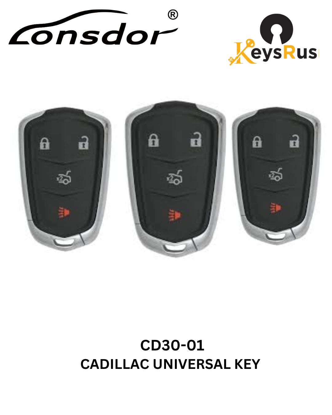 Lonsdor – CD30-01 Cadillac Style – 4-Button Universal Smart Key – ID46+ID49+1D4A – Adjustable Frequency