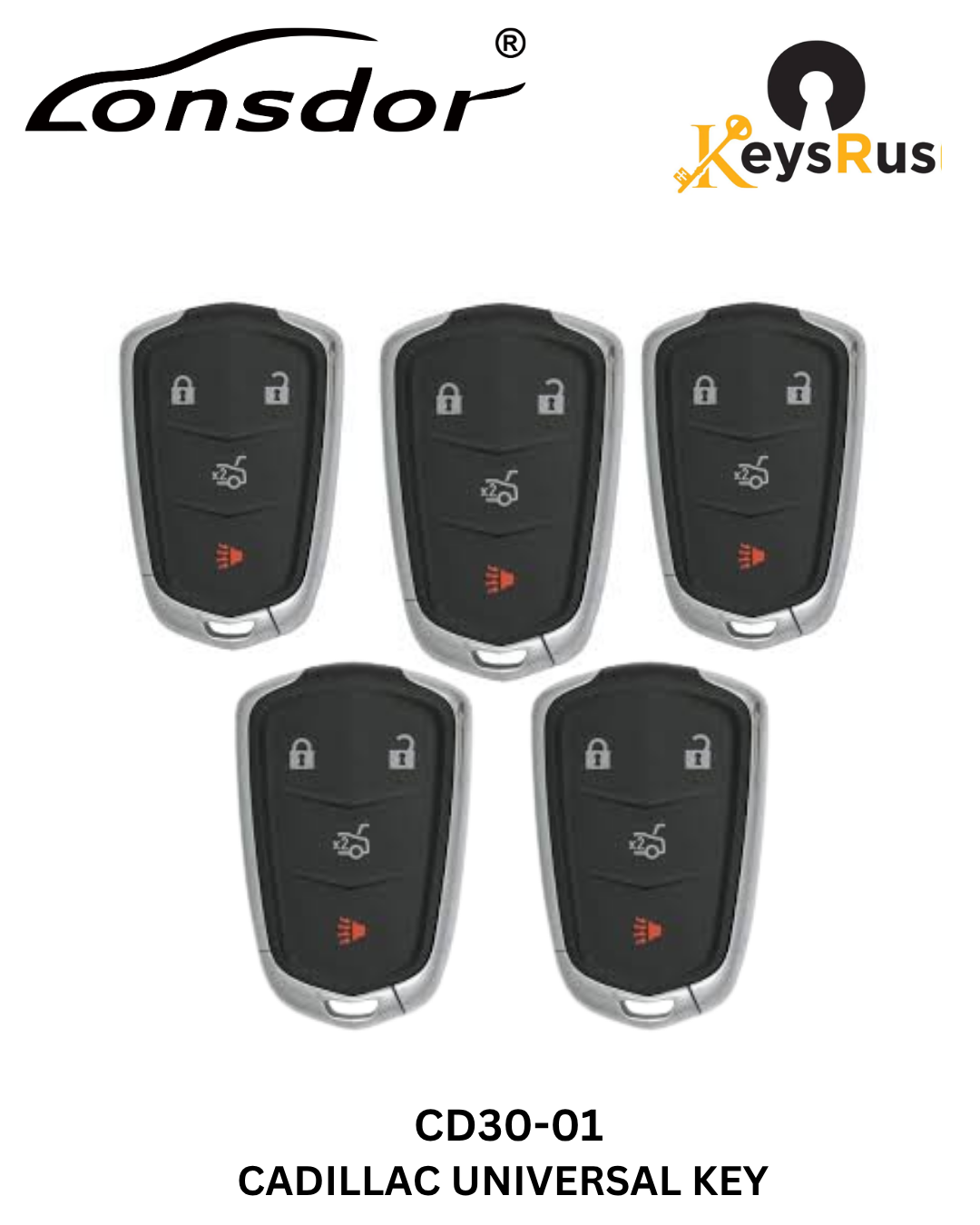 Lonsdor – CD30-01 Cadillac Style – 4-Button Universal Smart Key – ID46+ID49+1D4A – Adjustable Frequency